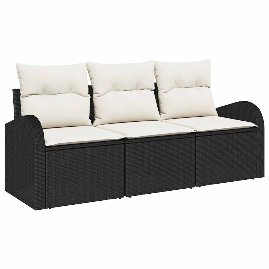 Gartensofa-set Schwarz Poly-Rattan