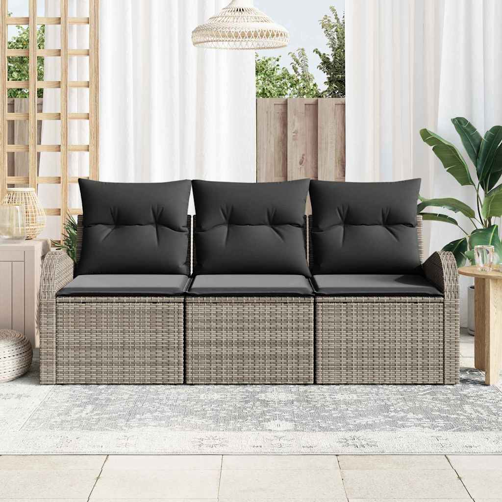 Gartensofa-set Grau Poly-Rattan