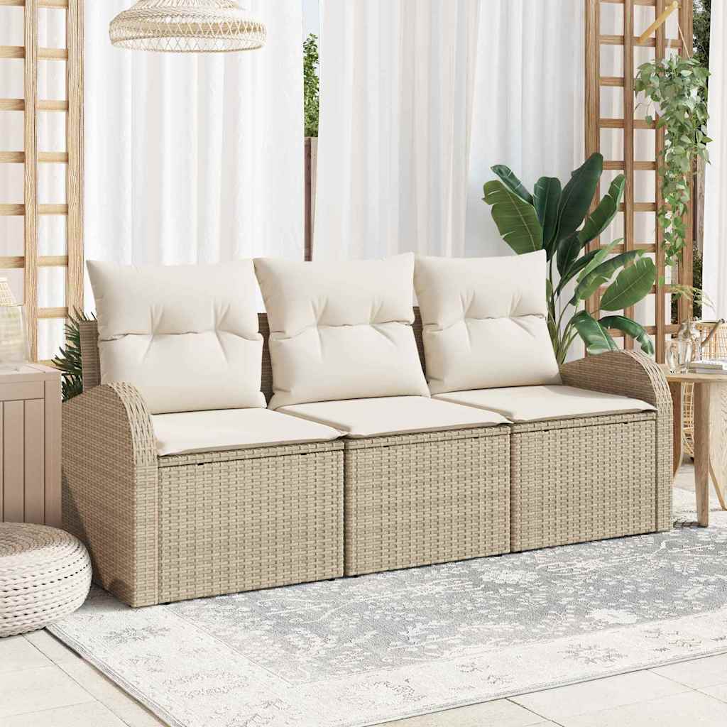Gartensofa-set Beige Poly-Rattan