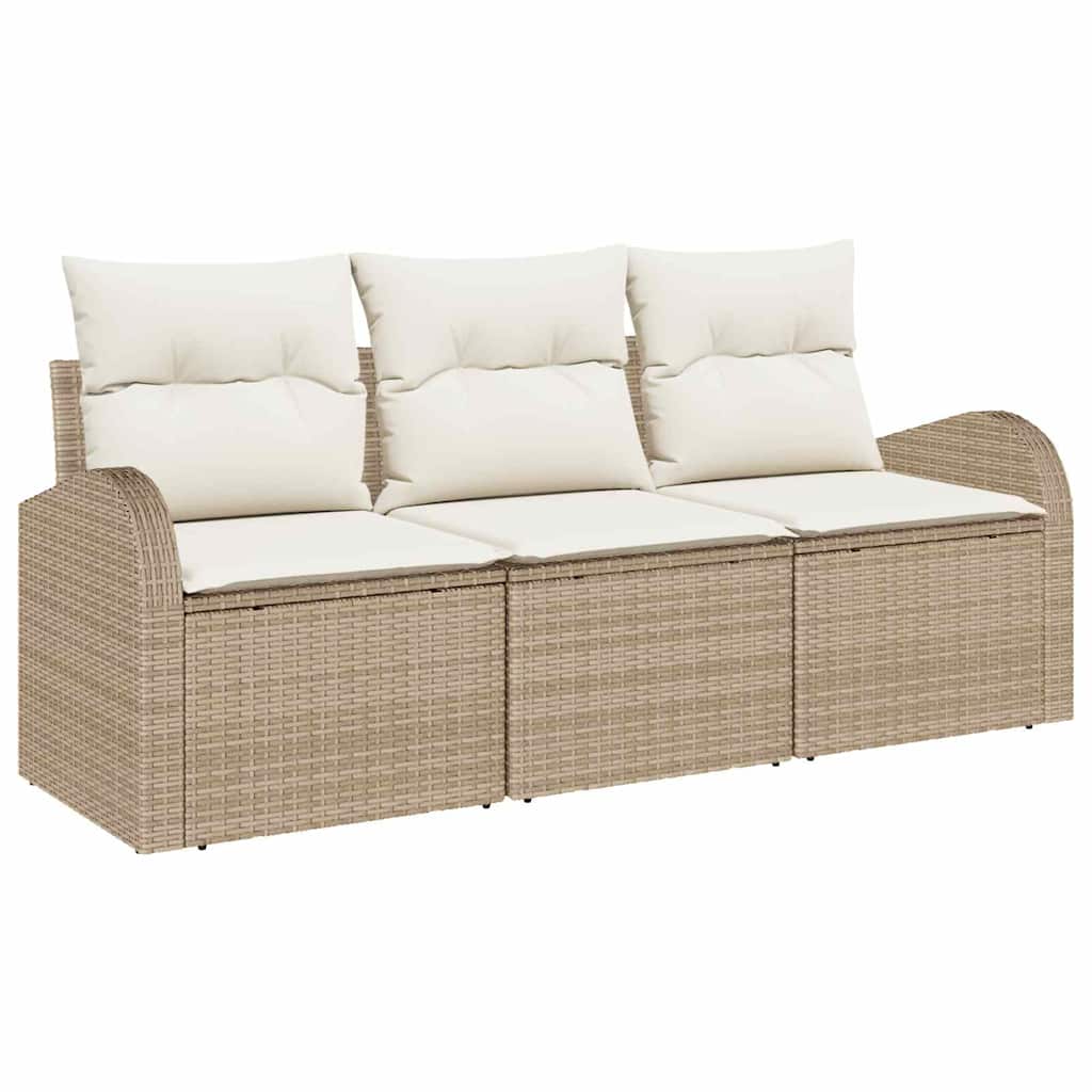 Gartensofa-set Beige Poly-Rattan