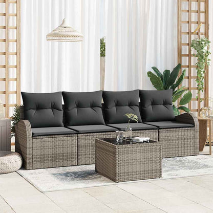 Gartensofa-set 5 stk. Grau 55 x 55 x 37 cm Poly-Rattan