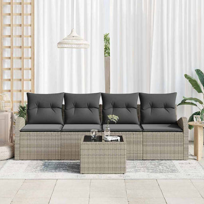 Gartensofa-set 5 stk. Hellgrau 55 x 55 x 37 cm Poly-Rattan