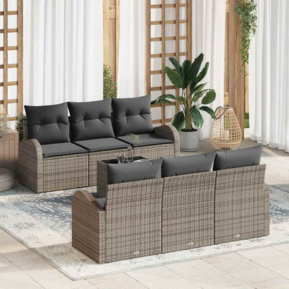 Gartensofa-set 7 stk. Grau 55 x 55 x 37 cm Poly-Rattan