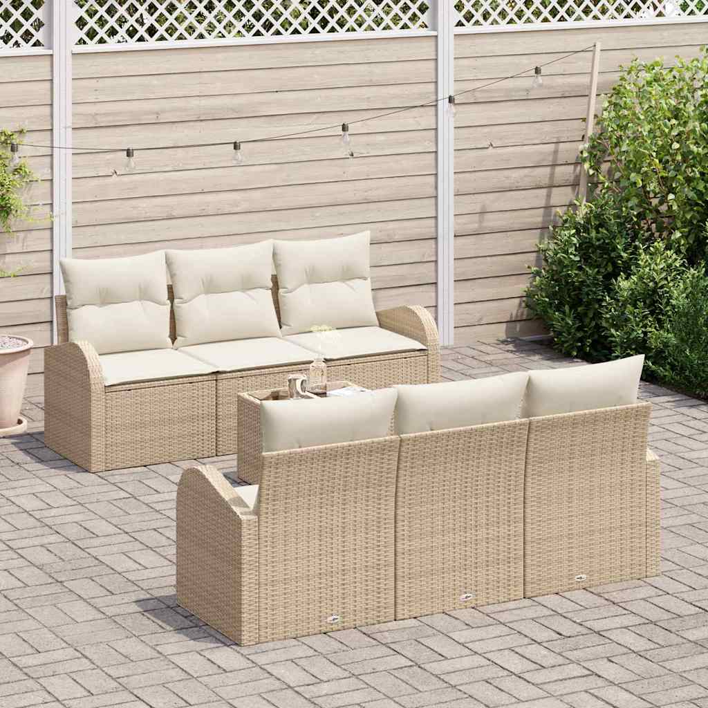Gartensofa-set 7 Stk. Beige Poly-Rattan