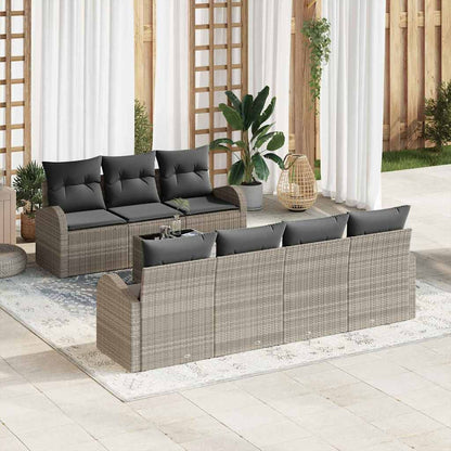 Gartensofa-set 8 stk. Hellgrau 55 x 55 x 37 cm Poly-Rattan