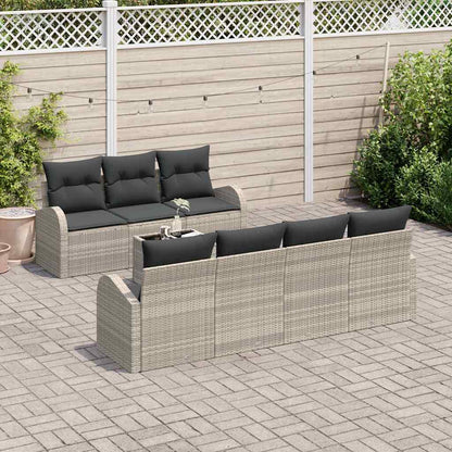 Gartensofa-set 8 stk. Hellgrau 55 x 55 x 37 cm Poly-Rattan