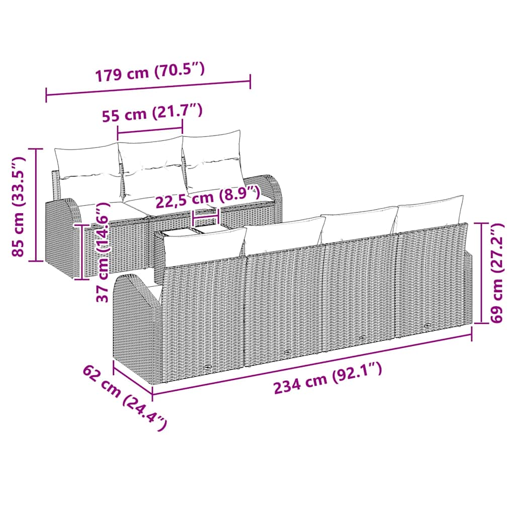 Gartensofa-set Schwarz 55 x 55 x 37 cm Poly-Rattan