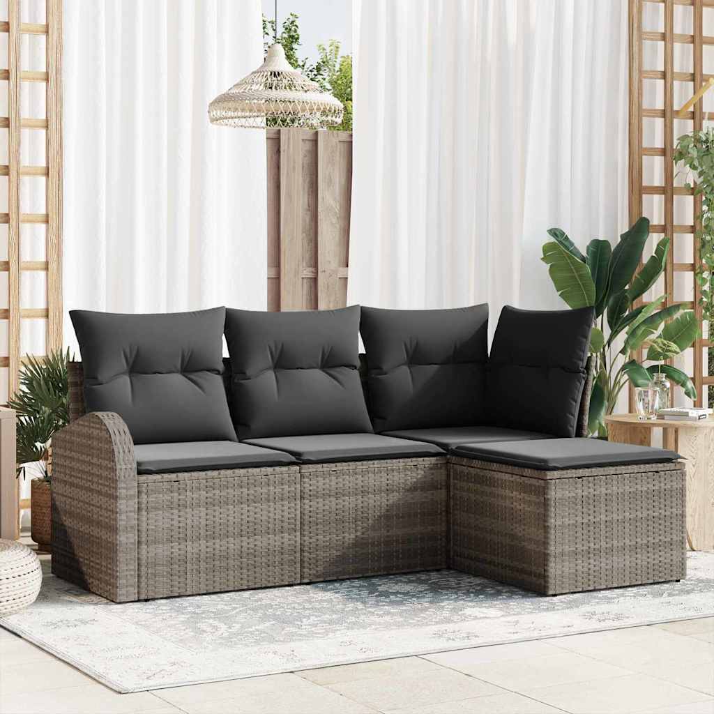 Gartensofa-set Grau Poly-Rattan