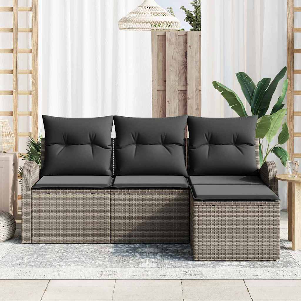 Gartensofa-set Grau Poly-Rattan