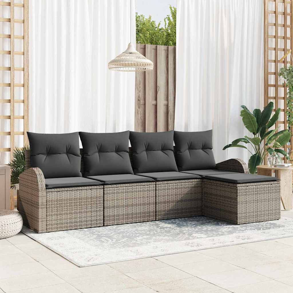 Gartensofa-set Grau Poly-Rattan