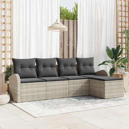 Gartensofa-set 5 stk. Hellgrau Poly-Rattan
