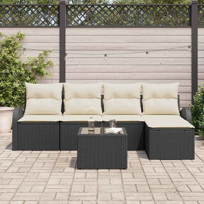 Gartensofa-set Schwarz Poly-Rattan