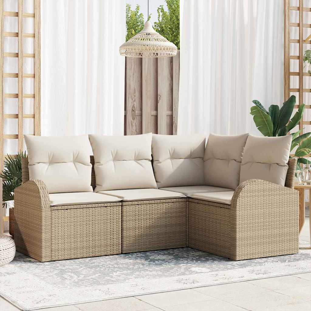 Gartensofa-set 4 stk. Beige Poly-Rattan