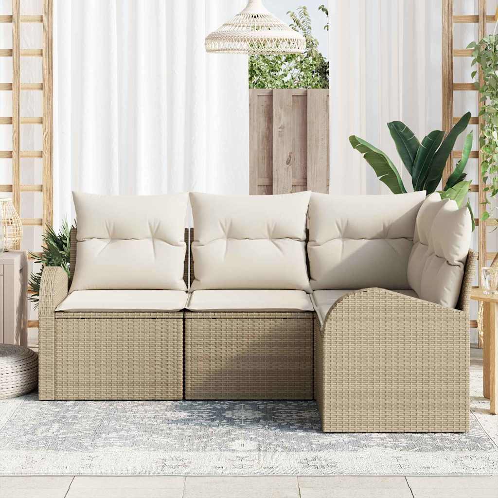 Gartensofa-set 4 stk. Beige Poly-Rattan