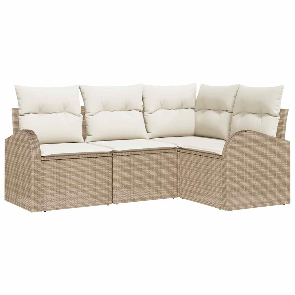 Gartensofa-set 4 stk. Beige Poly-Rattan