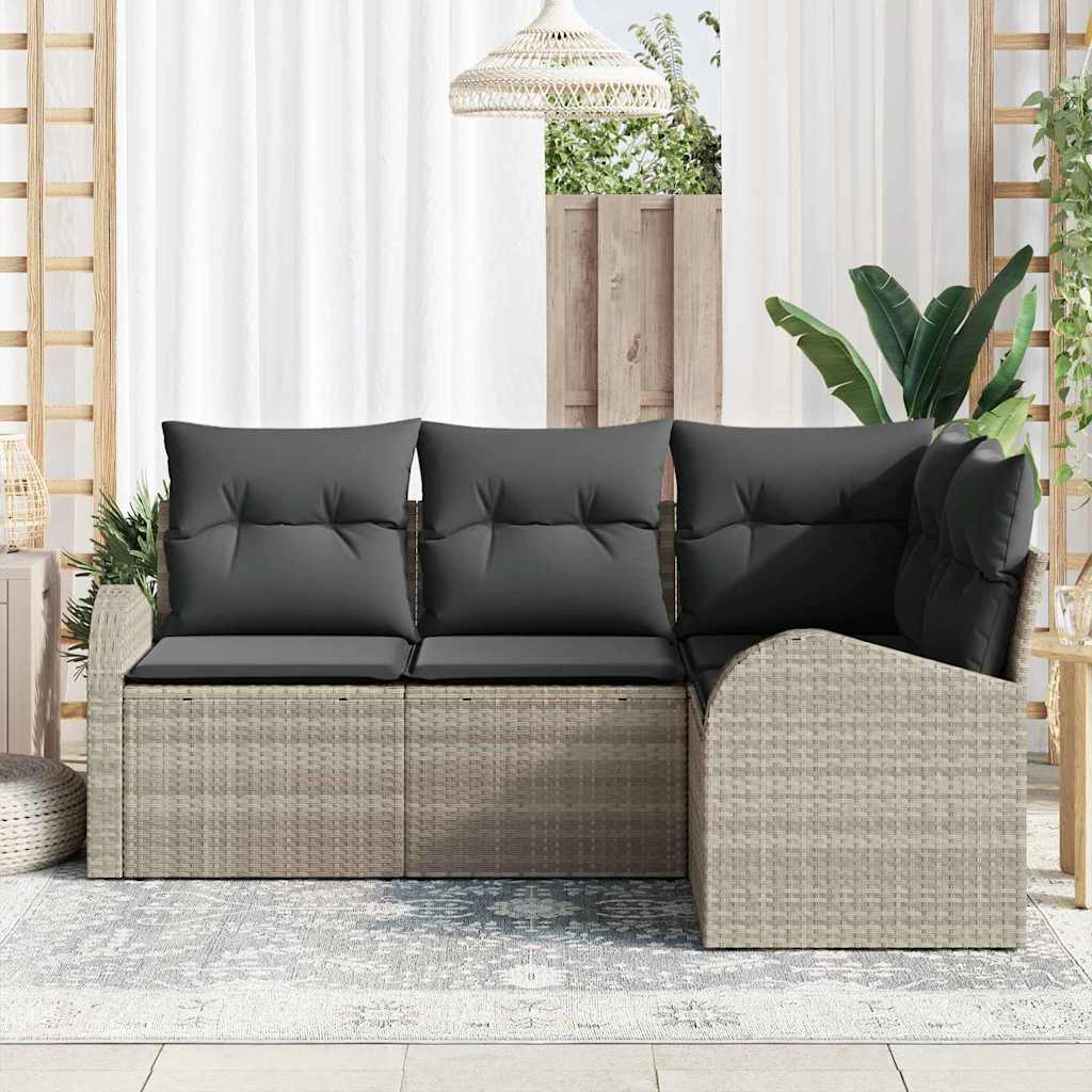 Gartensofa-set 4 stk. Hellgrau Poly-Rattan