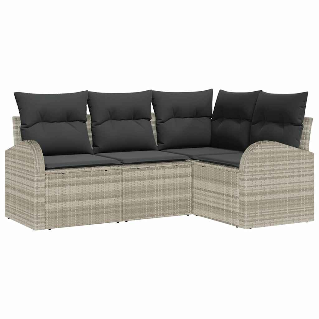 Gartensofa-set 4 stk. Hellgrau Poly-Rattan