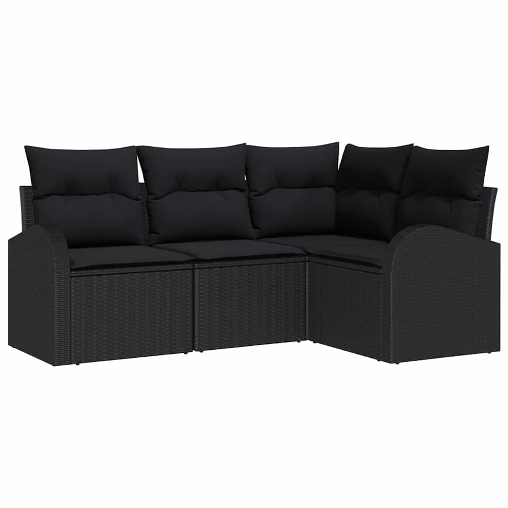 Gartensofa-set 4 stk. Schwarz Poly-Rattan