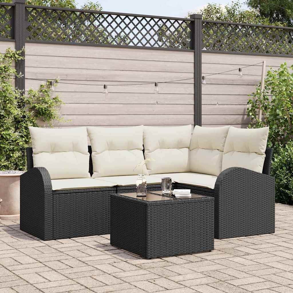 Gartensofa-set 5 stk. Schwarz Poly-Rattan