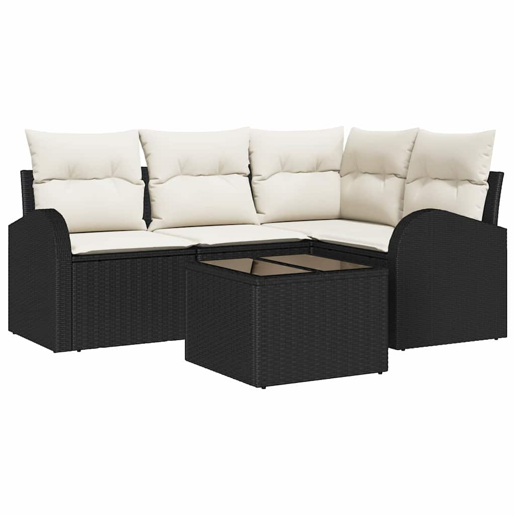 Gartensofa-set 5 stk. Schwarz Poly-Rattan