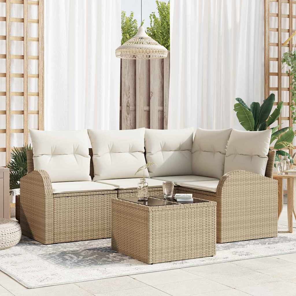 Gartensofa-set Beige Poly-Rattan