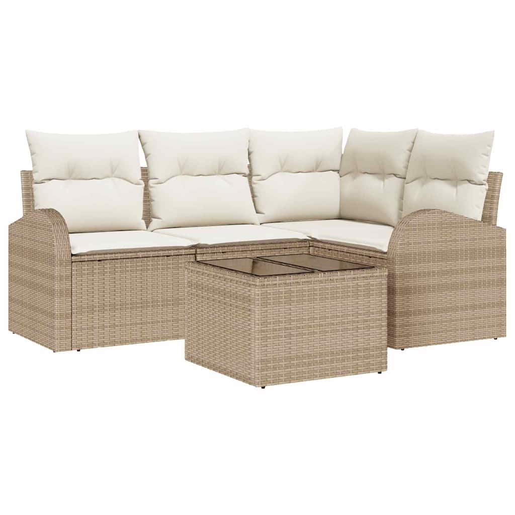Gartensofa-set Beige Poly-Rattan