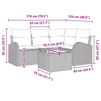 Gartensofa-set Beige Poly-Rattan