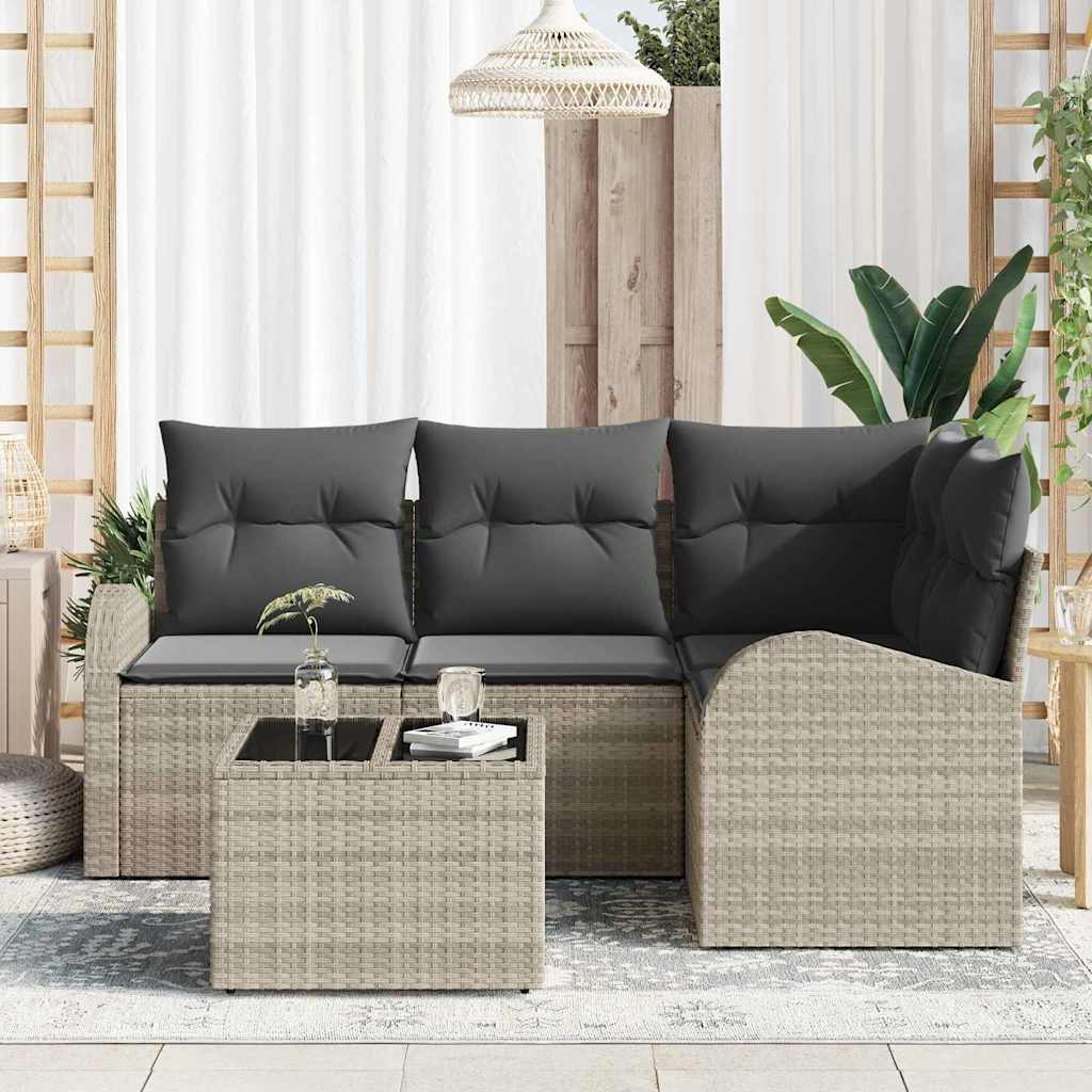 Gartensofa-set 5 pcs Hellgrau Poly-Rattan