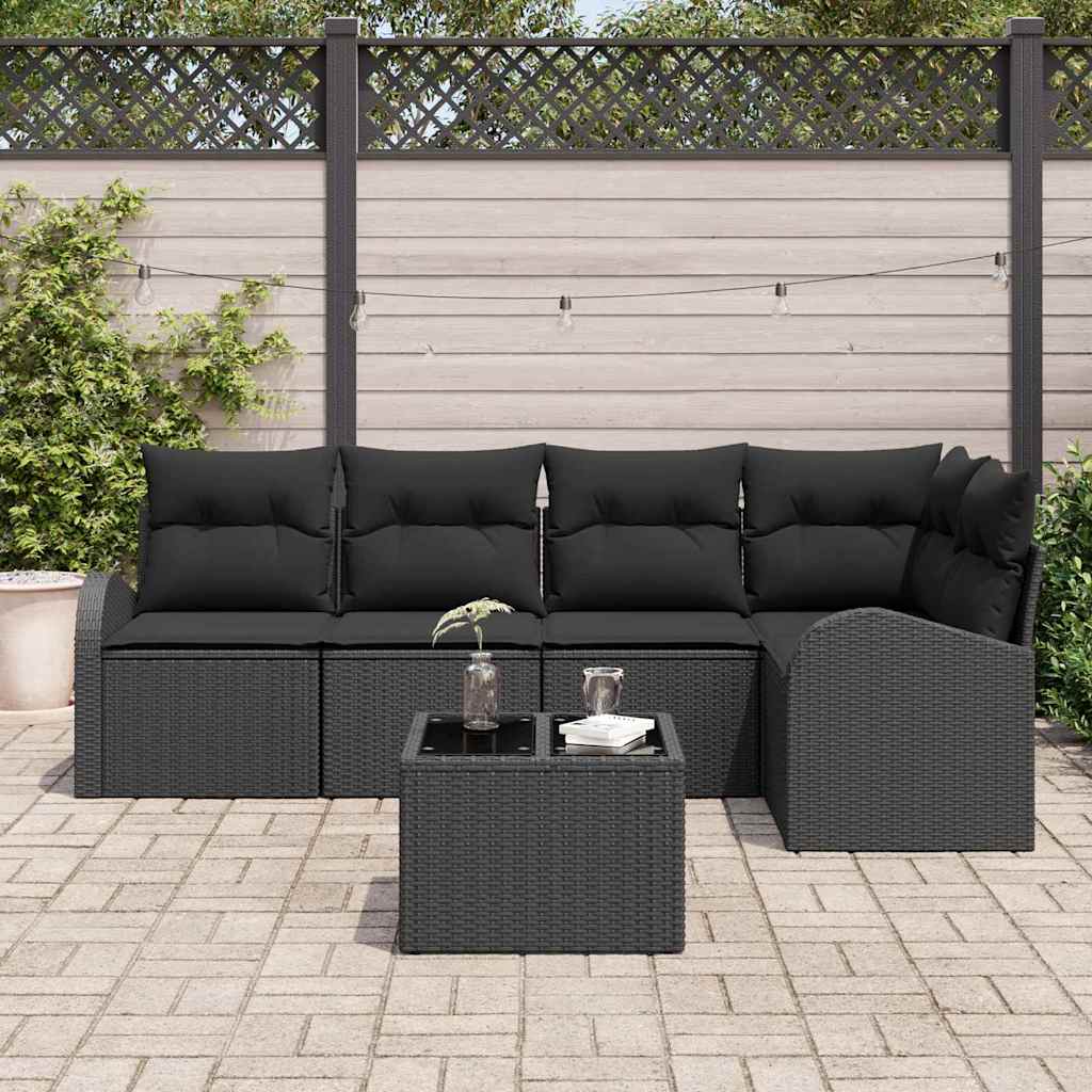 Sofa Set mit Kissen Schwarz Polyester
