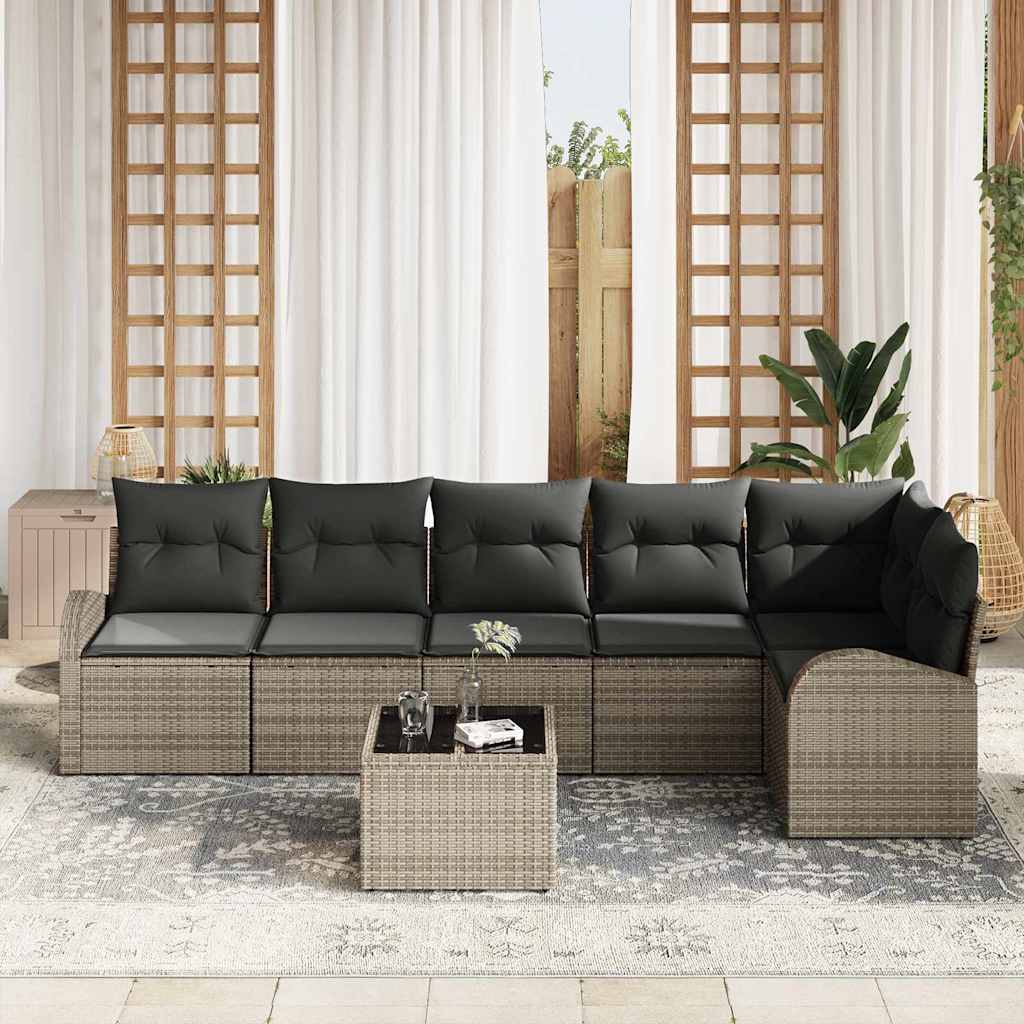 Gartensofa-set Grau Poly-Rattan
