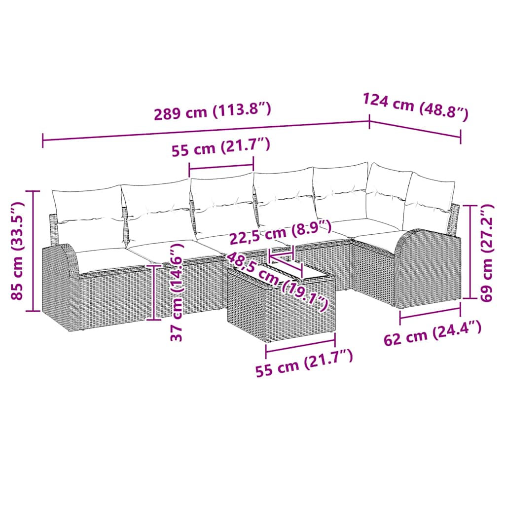 Gartensofa-set Grau Poly-Rattan