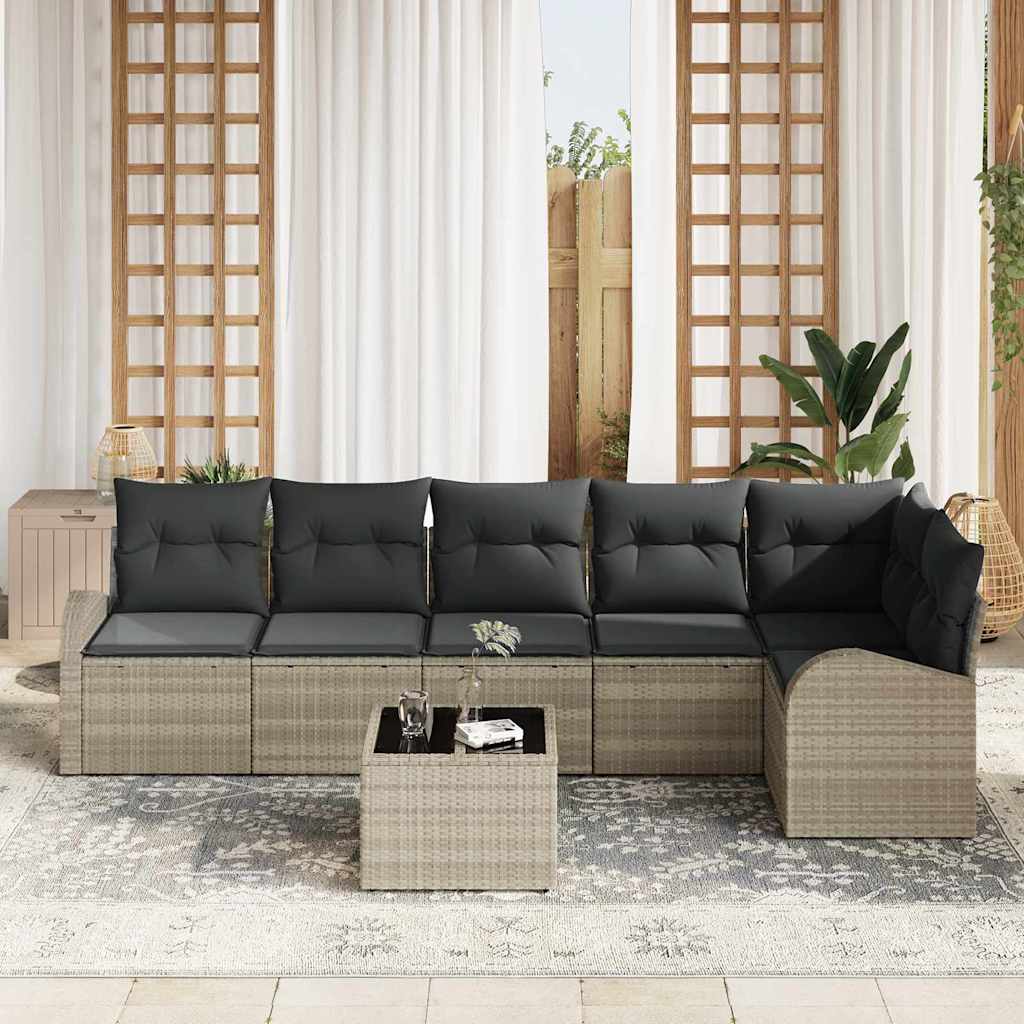 Gartensofa-set Hellgrau Poly-Rattan