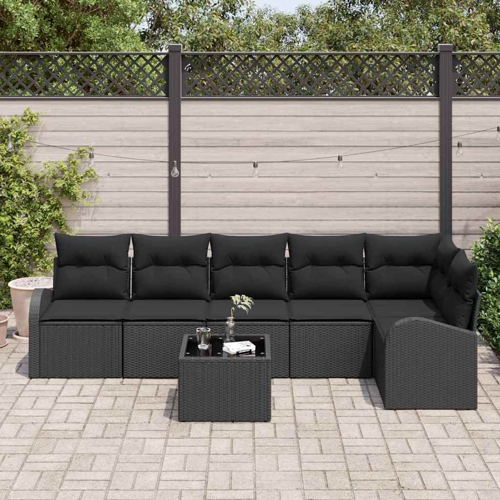 Gartensofa-set Schwarz Poly-Rattan
