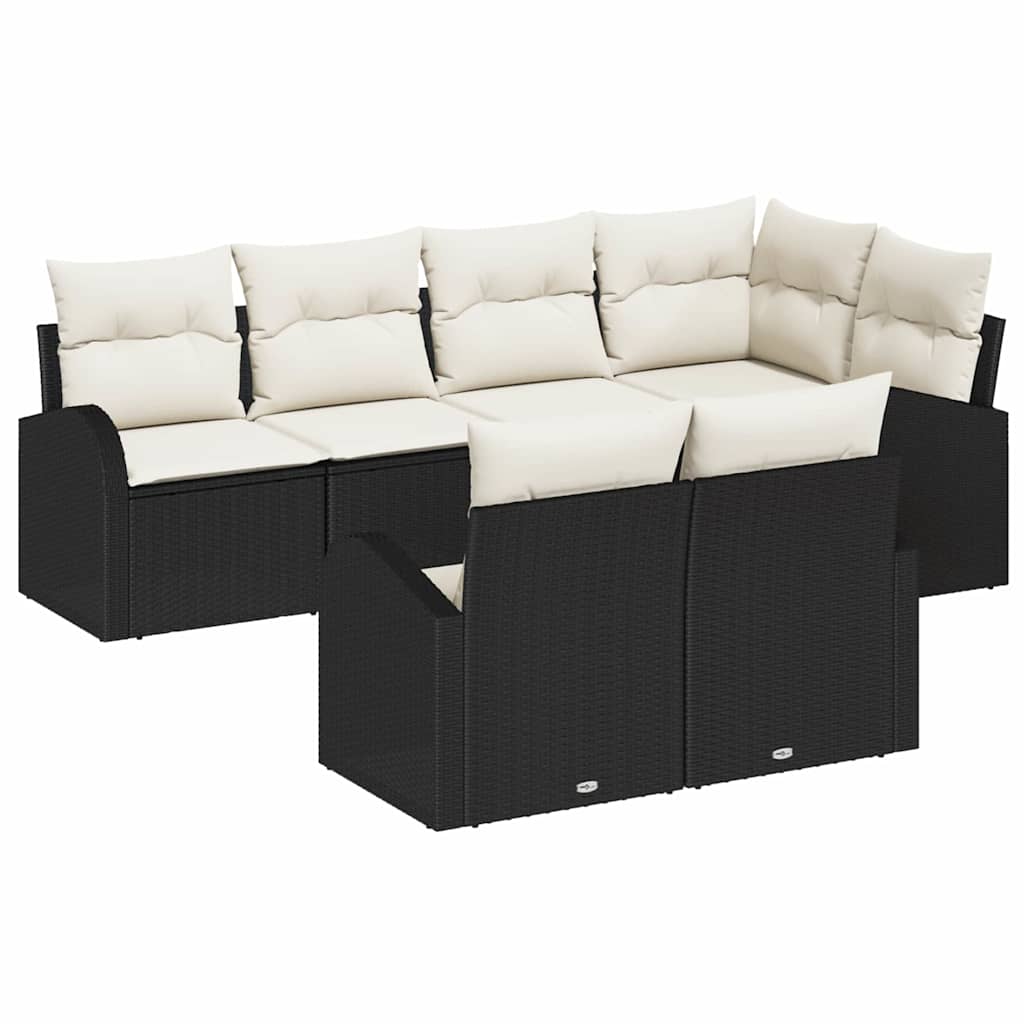 Gartensofa-set Schwarz Poly-Rattan
