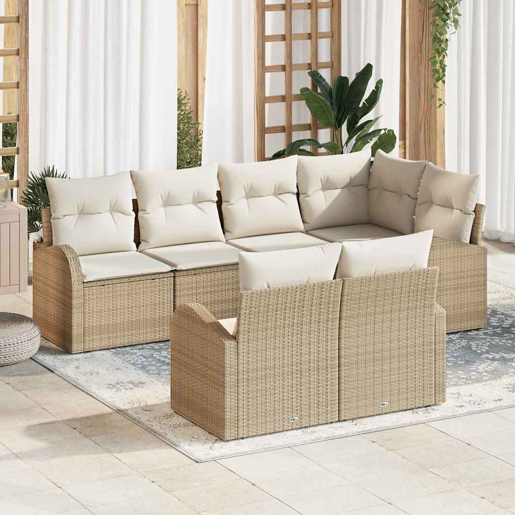 Gartensofa-set Beige Poly-Rattan
