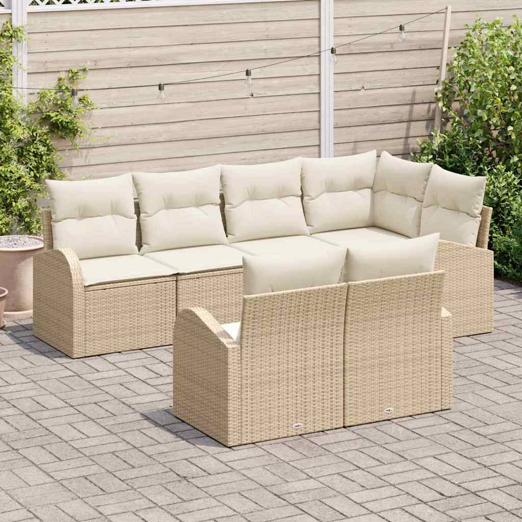 Gartensofa-set Beige Poly-Rattan
