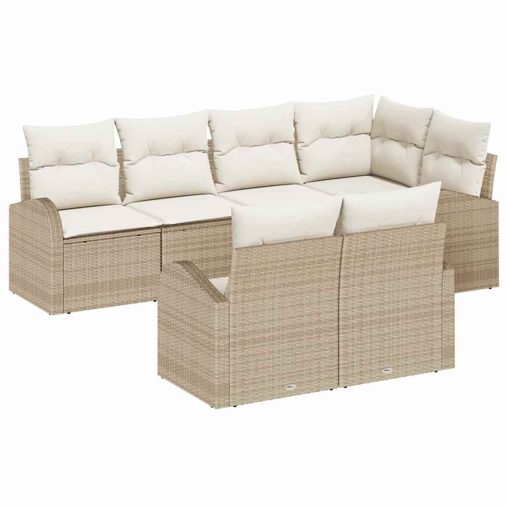 Gartensofa-set Beige Poly-Rattan