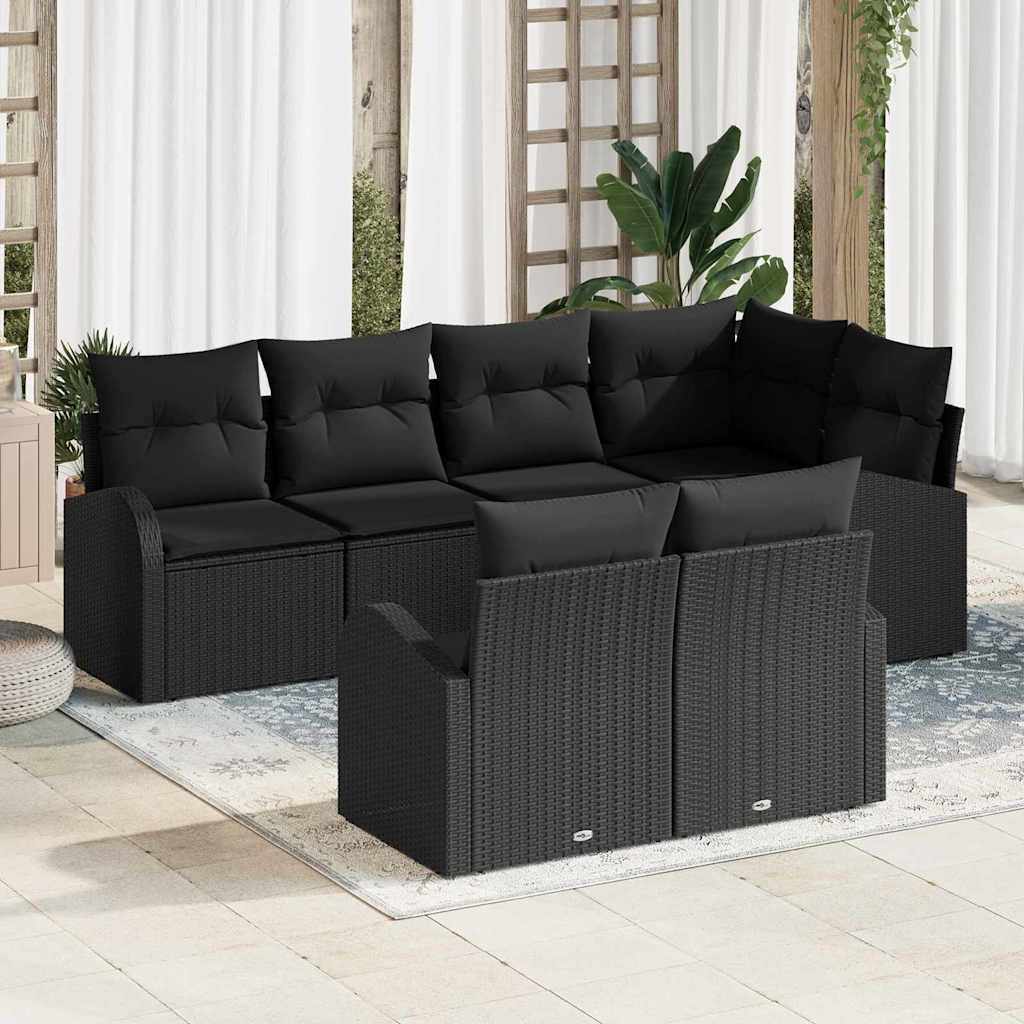 Gartensofa-set Schwarz Poly-Rattan