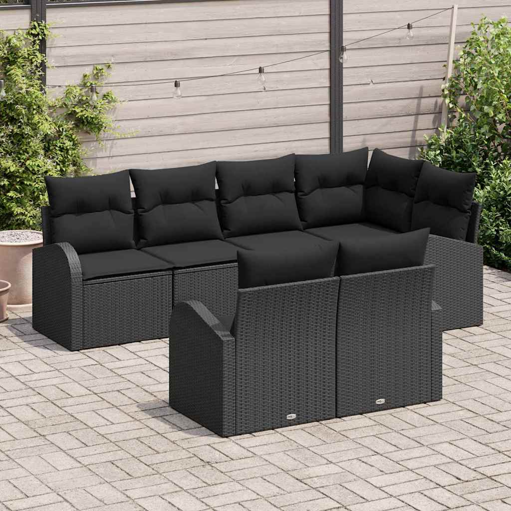 Gartensofa-set Schwarz Poly-Rattan
