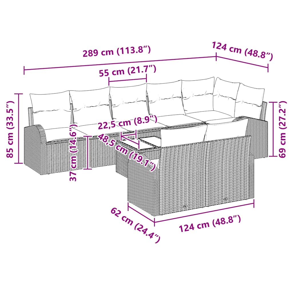 Gartensofa-set Schwarz und Creme 55 x 55 x 37 cm Poly-Rattan