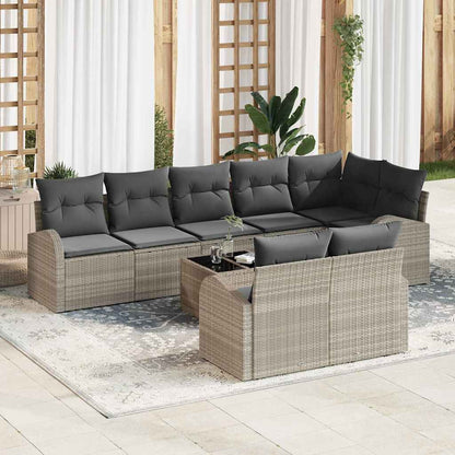Gartensofa-set 9 stk. 8-Sitzer Hellgrau Poly-Rattan