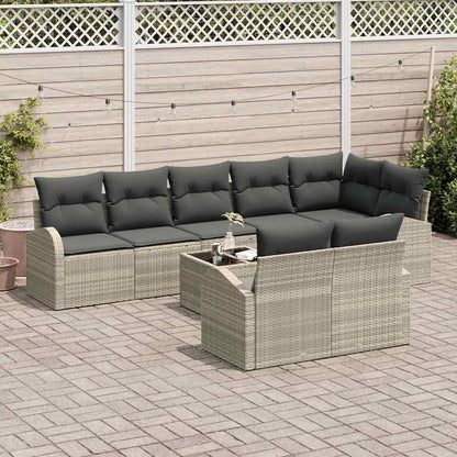 Gartensofa-set 9 stk. 8-Sitzer Hellgrau Poly-Rattan
