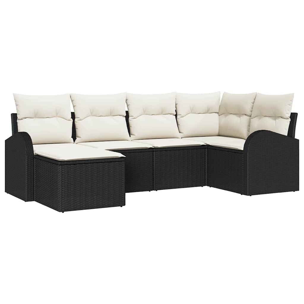 Gartensofa-set 6 stk. Schwarz Poly-Rattan