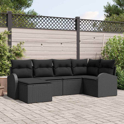 Gartensofa-set 6 stk. Schwarz Poly-Rattan
