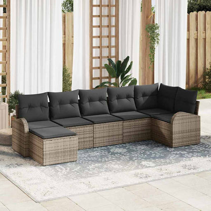 Gartensofa-set 7 stk. Grau [Synthetisch]: Poly Rattan