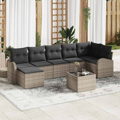 Gartensofa-set 8 stk. Grau [Synthetisch]: Poly Rattan