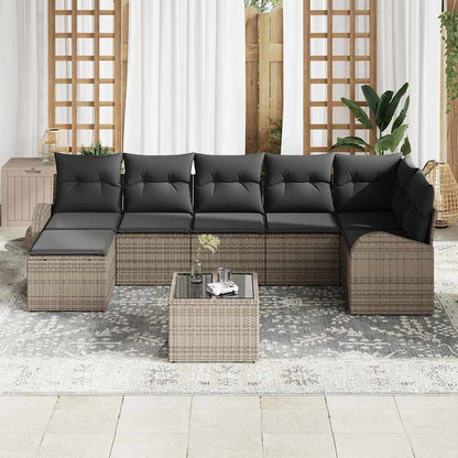 Gartensofa-set 8 stk. Grau [Synthetisch]: Poly Rattan