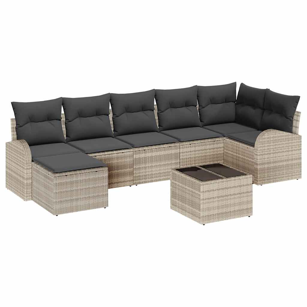 Gartensofa-set 8 stk. Hellgrau [Synthetisch]: Poly Rattan