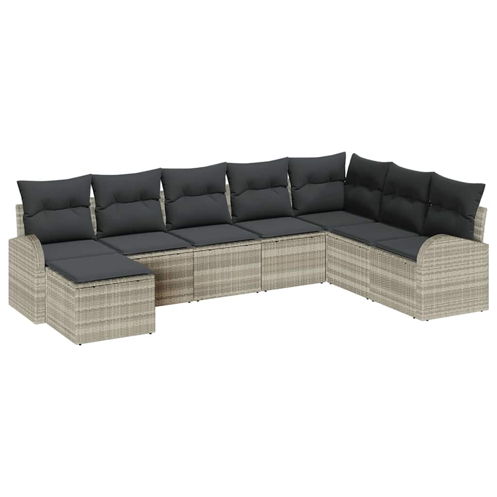 Gartensofa-set 8 Stk. Hellgrau [Synthetisch]: Poly Rattan