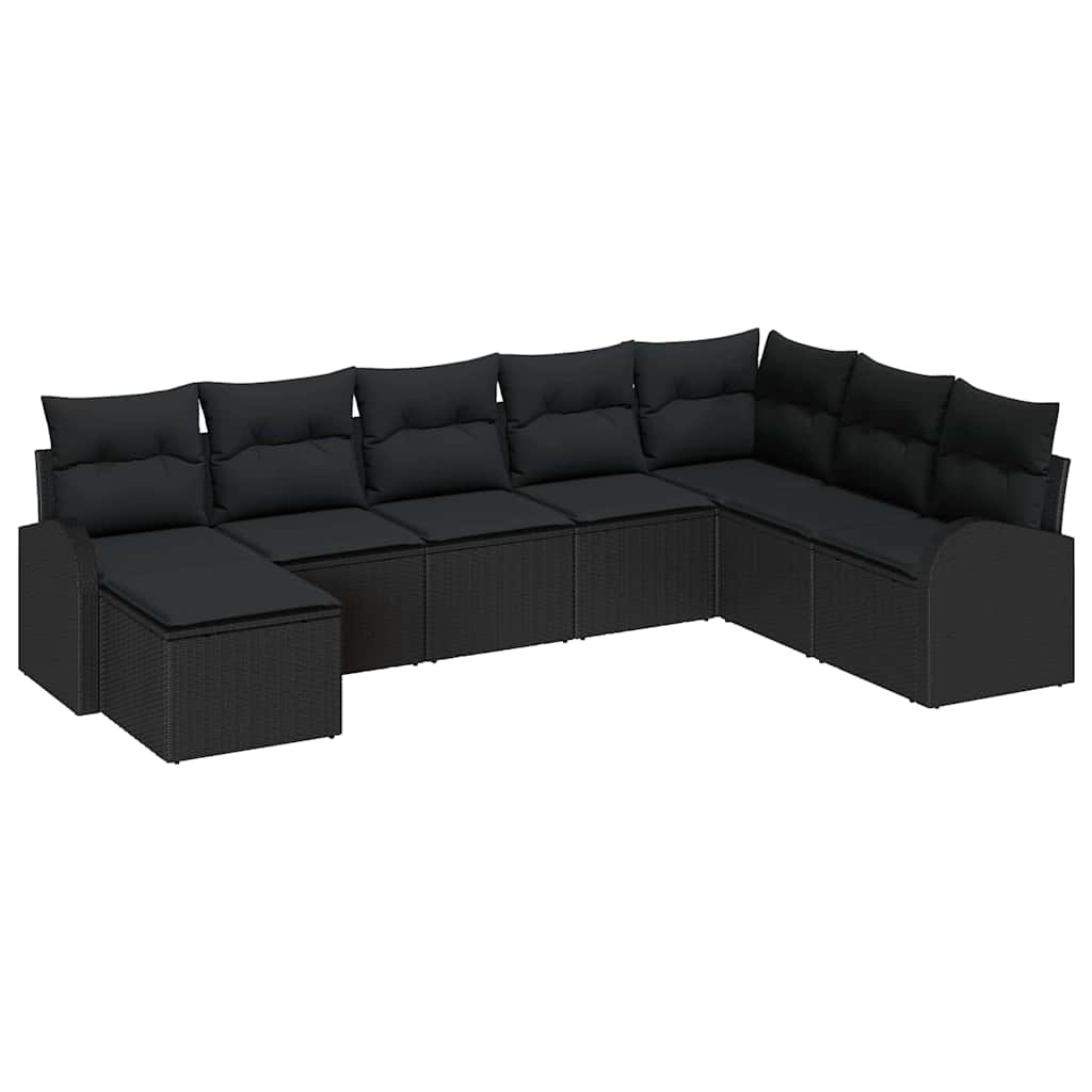 Gartensofa-set 8 stk. Schwarz [Synthetisch]: Poly Rattan